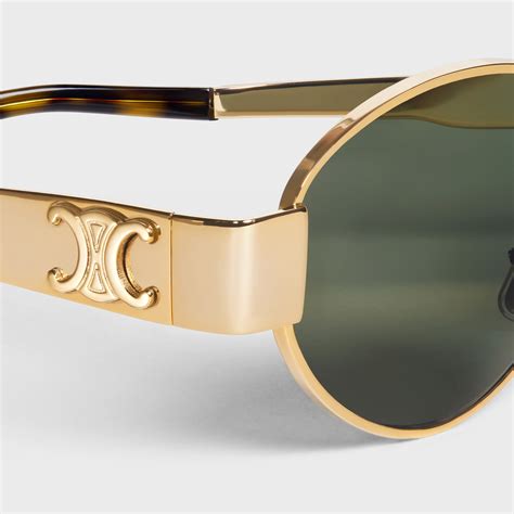 Celine Triomphe Metal 01 Sunglasses Gold/Green 